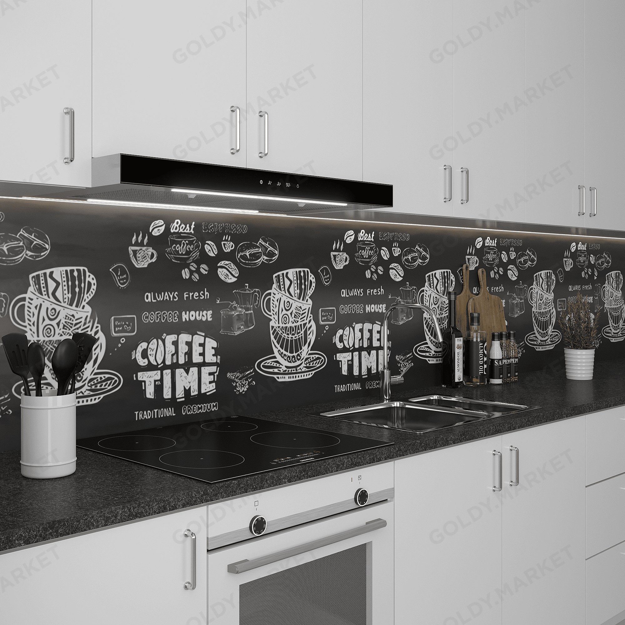 Кухонный Фартук ABS с 3D покрытием «Coffee time»