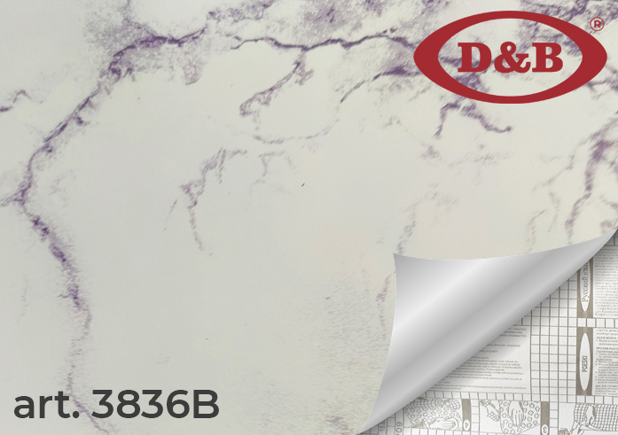 Самоклеящаяся плёнка D&B 3836B мрамор бело-фиолетовый, 45 см