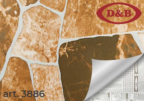 Самоклеящаяся плёнка D&B 3886 камни коричневые, 45 см