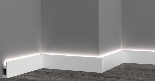 Напольный плинтус GPD-19 LED 60×20 мм, 2 м