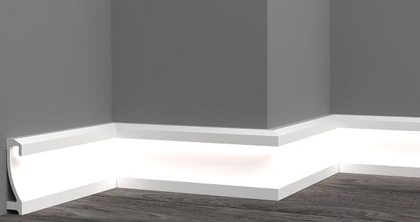 Напольный плинтус GPD-206 LED 100×25 мм, 2 м