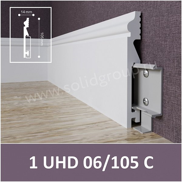Напольный плинтус ударопрочный Solid 1 UHD 06/105C, 2 м, белый